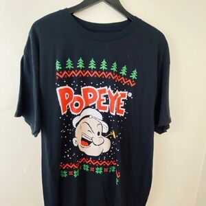 Popeye . Black Tee Shirt. Short sleeves. Sz XL